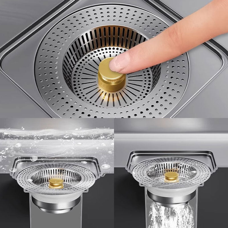 RVS gootsteen afvoerstop met drukknop