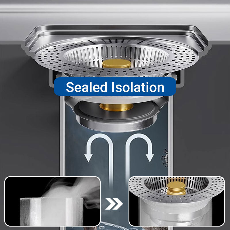 RVS gootsteen afvoerstop met drukknop