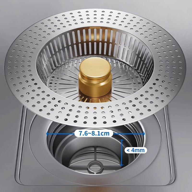 RVS gootsteen afvoerstop met drukknop
