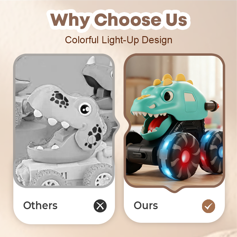 🦖 HOT! Press & Go Dinosaurus Auto + Lichtjes 🚗 –50% Korting 🎁 Kids Must-Have!