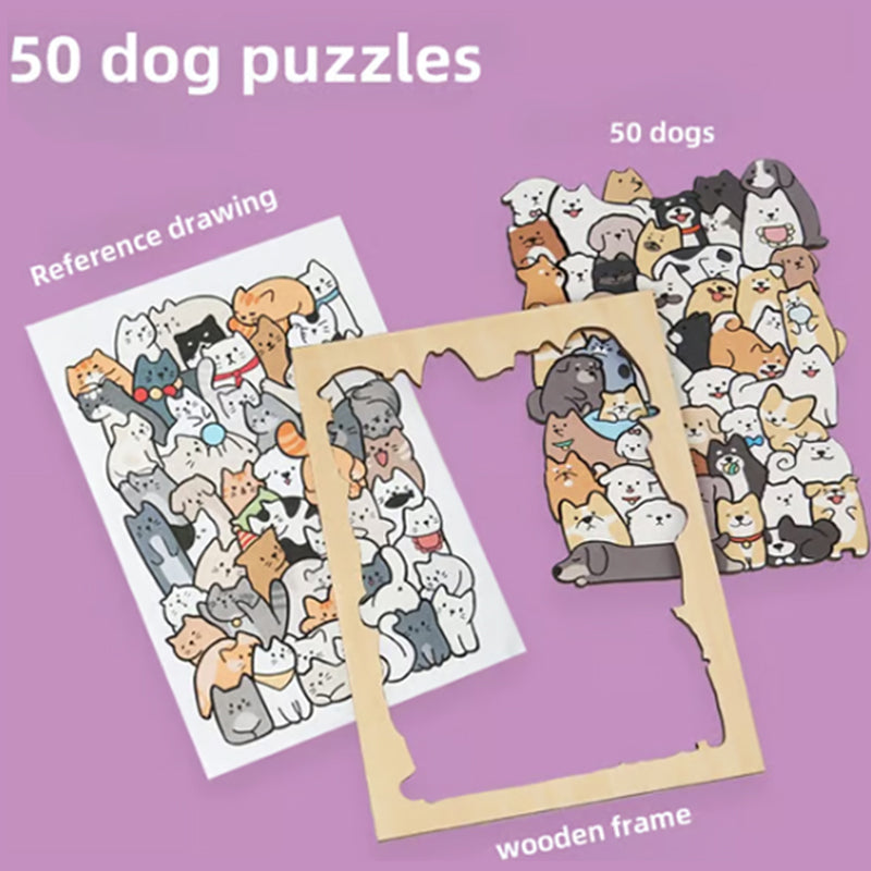 🎁Kerstuitverkoop 49% KORTING🎅135-delige Morandi-kleurige houten puzzel in de vorm van een kat