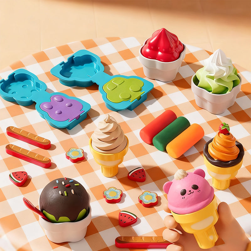 🎄Kerstuitverkoop 50% korting🍦✨【DIY-ijsspeelset voor kinderen】✨ - Creatieve speelset voor rollenspel en zintuiglijke vaardigheden van kinderen, ideaal cadeau!🎁