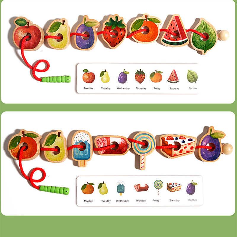 Houten gulzige rups touwspeeltje voor kinderen vanaf 3 jaar