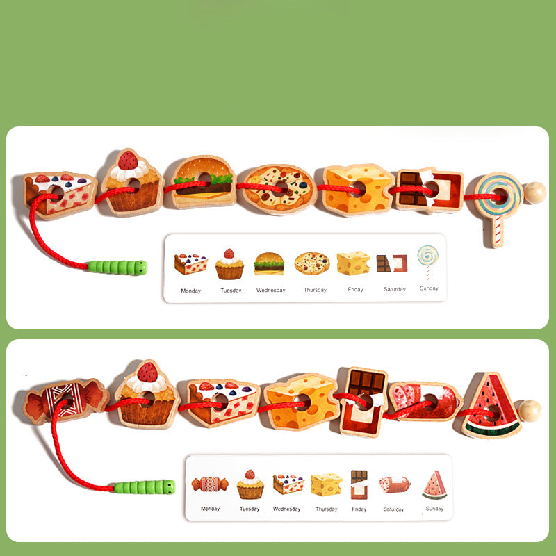 Houten gulzige rups touwspeeltje voor kinderen vanaf 3 jaar