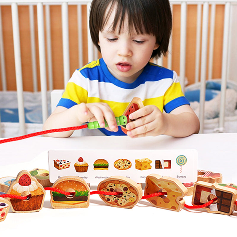 Houten gulzige rups touwspeeltje voor kinderen vanaf 3 jaar