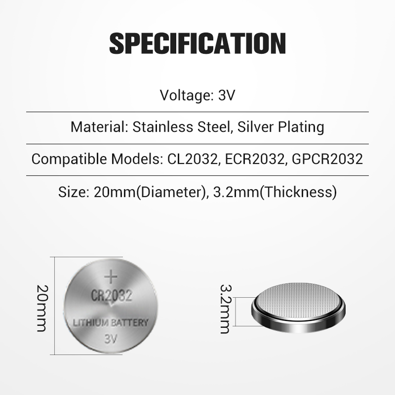 CR2032 Lithium 3V knoopcelbatterij