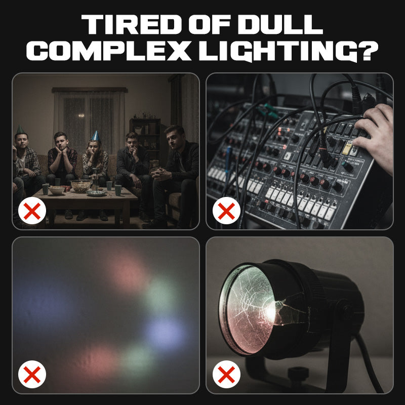 🔈✨ Nu 60% Korting – Beperkte Tijd! ⏰ Multi-Beam LED Sfeerverlichting – 6 Beweegbare Lichten, Geluidsgeactiveerd & Met Afstandsbediening!