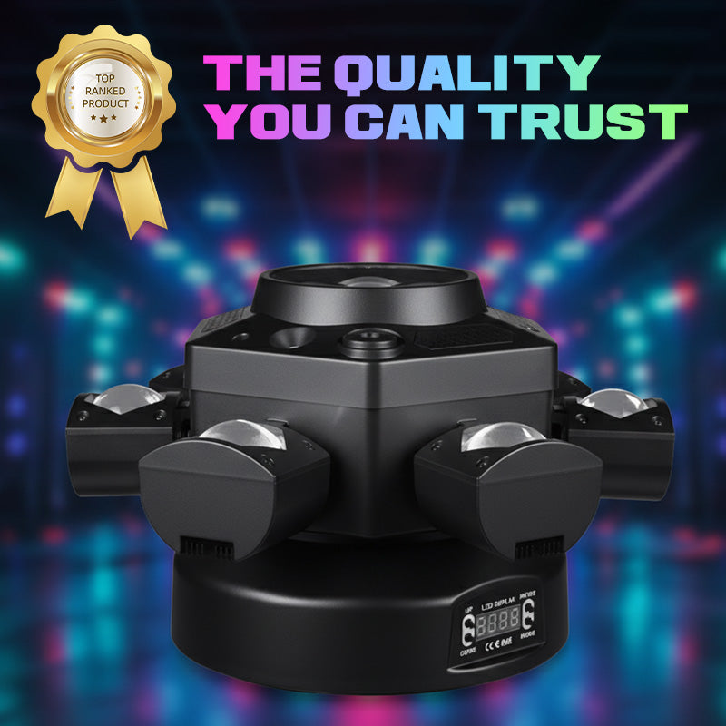 🔈✨ Nu 60% Korting – Beperkte Tijd! ⏰ Multi-Beam LED Sfeerverlichting – 6 Beweegbare Lichten, Geluidsgeactiveerd & Met Afstandsbediening!