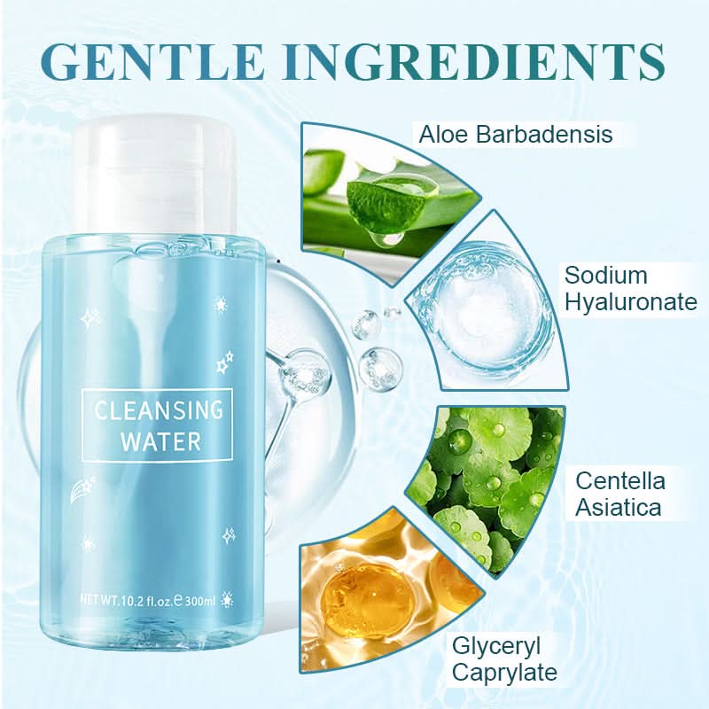 Zachte make-up remover vloeistof om op te drukken