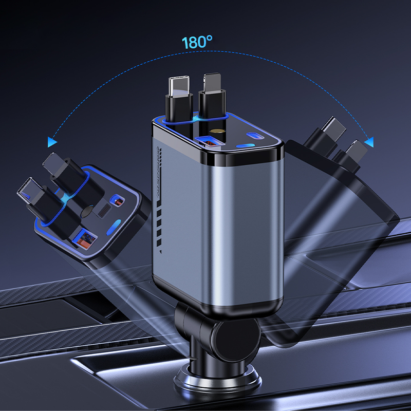 Multifunctionele Snelladen Autolader met Intrekbare Kabel