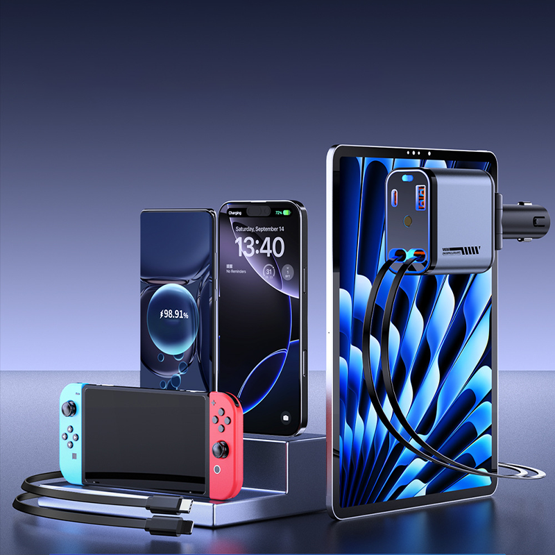 Multifunctionele Snelladen Autolader met Intrekbare Kabel