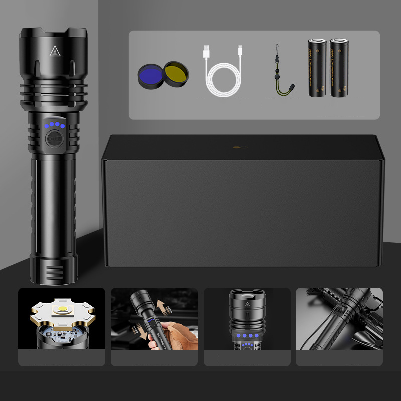 Krachtige LED-laserzaklamp met zoomfunctie