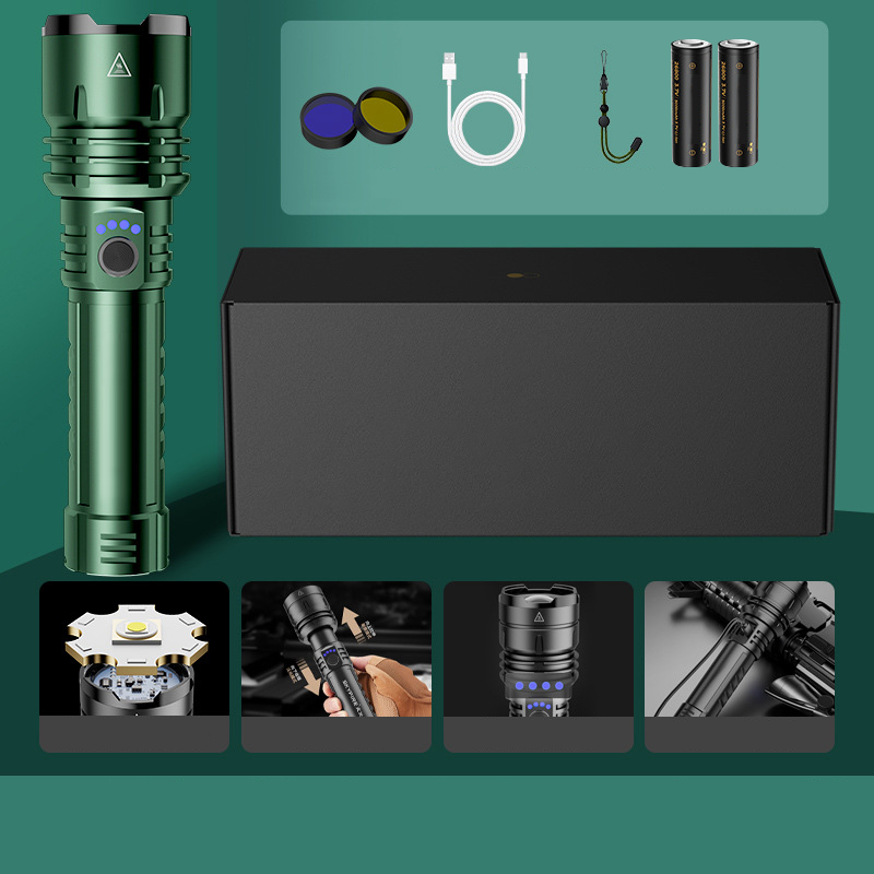 Krachtige LED-laserzaklamp met zoomfunctie