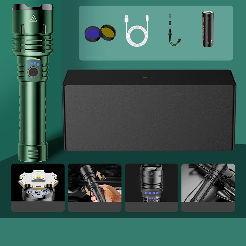 Krachtige LED-laserzaklamp met zoomfunctie