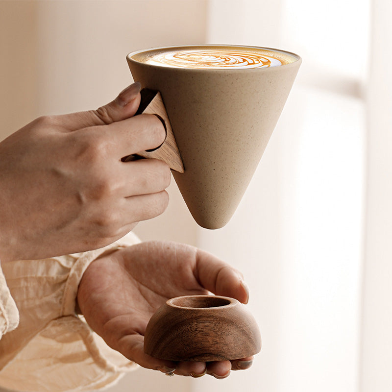 ☕ 50% Nieuwjaarskorting! Vintage koffiemok met houten handvat & schotel – stevig, uniek & perfect voor thuis of kantoor! 🎁✨