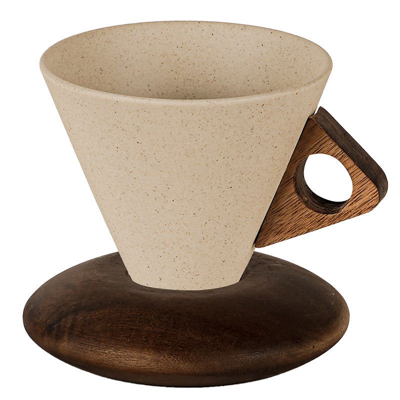 ☕ 50% Nieuwjaarskorting! Vintage koffiemok met houten handvat & schotel – stevig, uniek & perfect voor thuis of kantoor! 🎁✨
