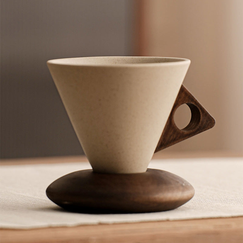 ☕ 50% Nieuwjaarskorting! Vintage koffiemok met houten handvat & schotel – stevig, uniek & perfect voor thuis of kantoor! 🎁✨