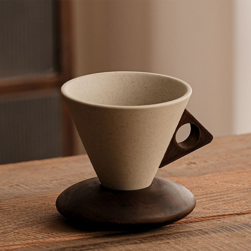 ☕ 50% Nieuwjaarskorting! Vintage koffiemok met houten handvat & schotel – stevig, uniek & perfect voor thuis of kantoor! 🎁✨