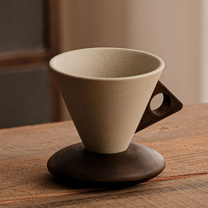 ☕ 50% Nieuwjaarskorting! Vintage koffiemok met houten handvat & schotel – stevig, uniek & perfect voor thuis of kantoor! 🎁✨