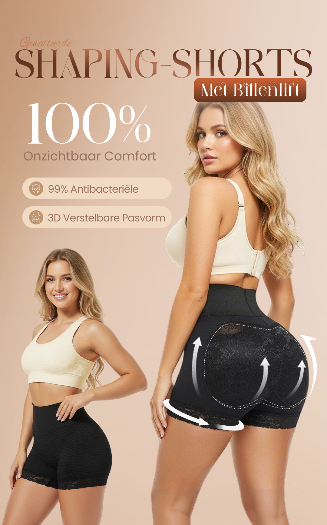 Gewatteerde Shaping-Shorts Met Billenlift