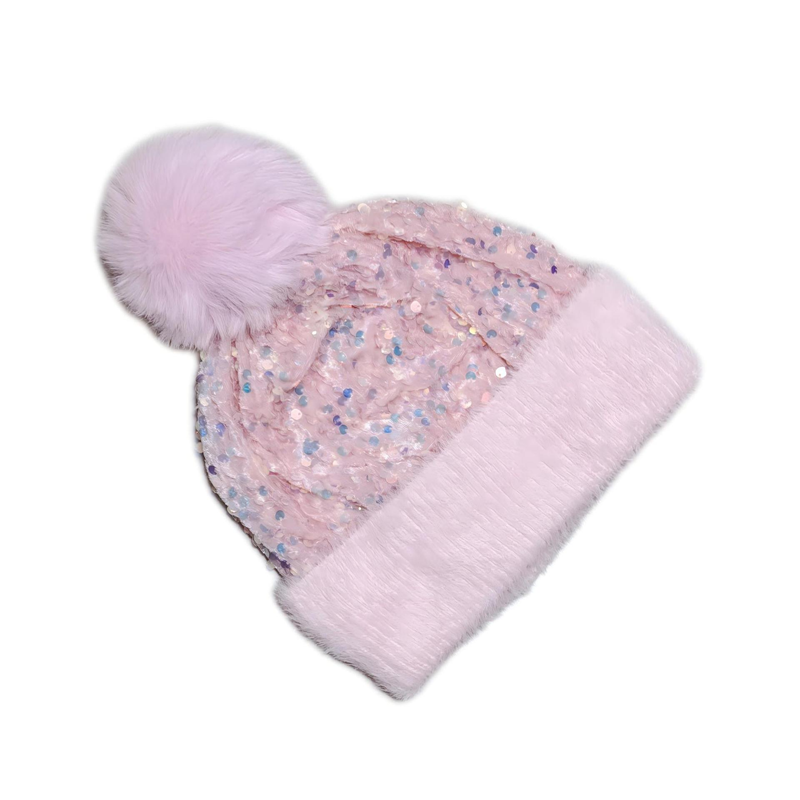 Winter glinsterende pomponmuts met pailletten