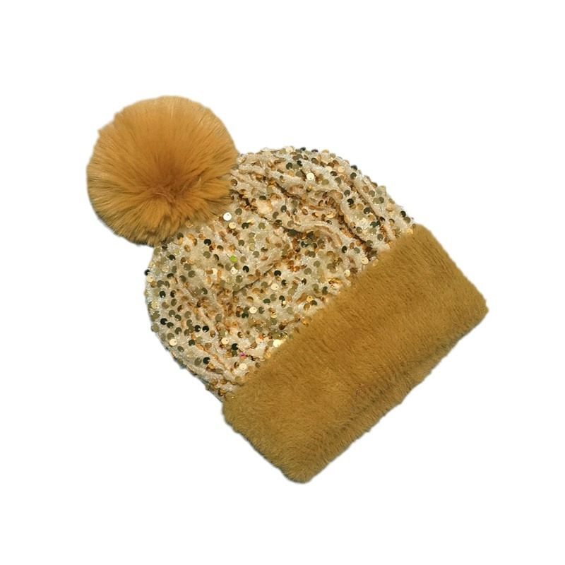 Winter glinsterende pomponmuts met pailletten