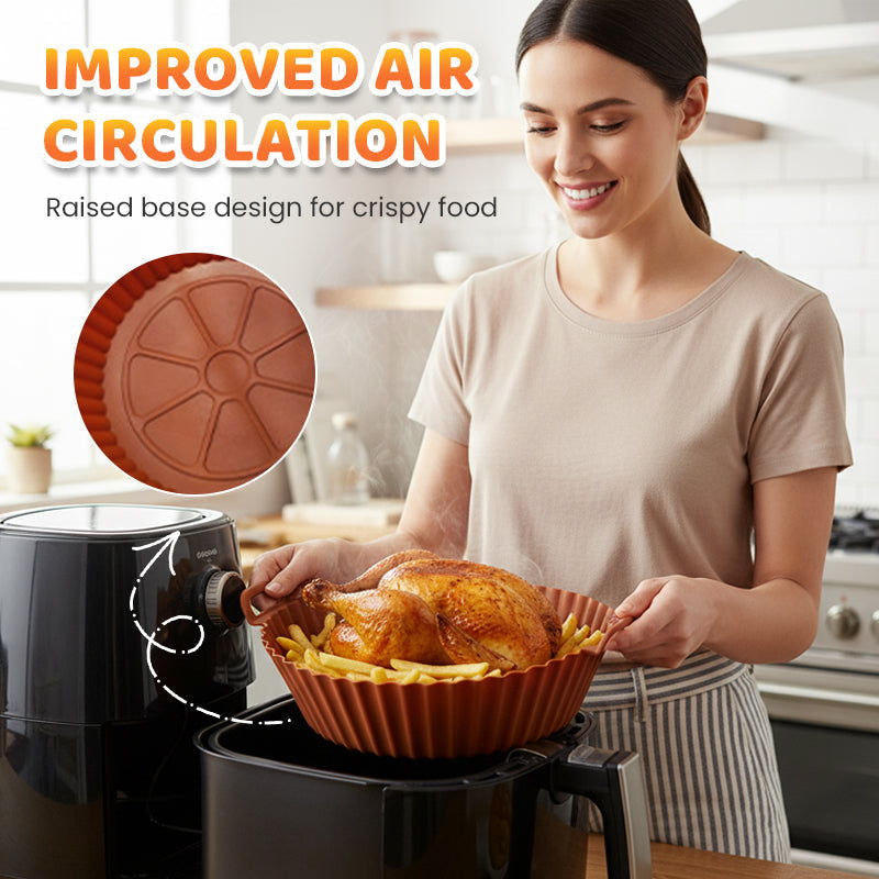 🍟 50% korting! Herbruikbare siliconen airfryer-voering – verhoogde bodem, handige grepen & vaatwasserbestendig. Houd je airfryer schoon zonder bakpapier! ✨🔧