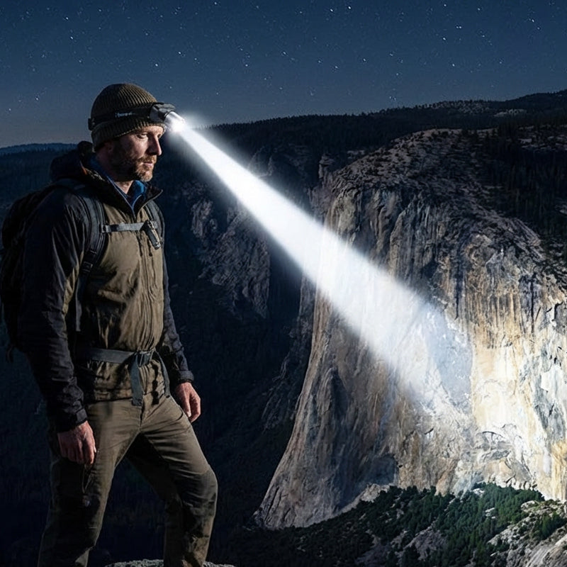 Krachtige LED-hoofdlamp met telescopische zoom