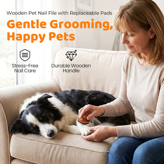 🐾 Houten nagelvijl met vervangbare pads – vijlt nagels rustig en veilig, zonder lawaai of schrik.
