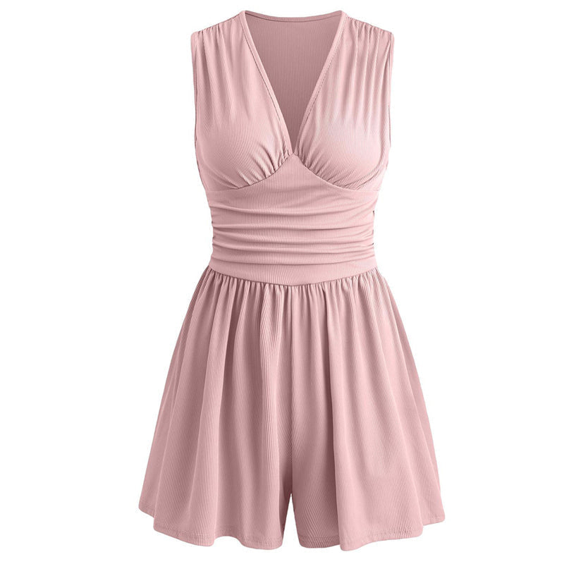 ⏳Aanbieding voor beperkte tijd⏰Mouwloze dames jumpsuit met V-hals en gerimpelde taille