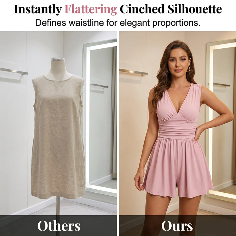 👗 50% korting! V-hals romper met rimpeltaille – flatterend, veelzijdig en perfect voor zomer en vakantie.