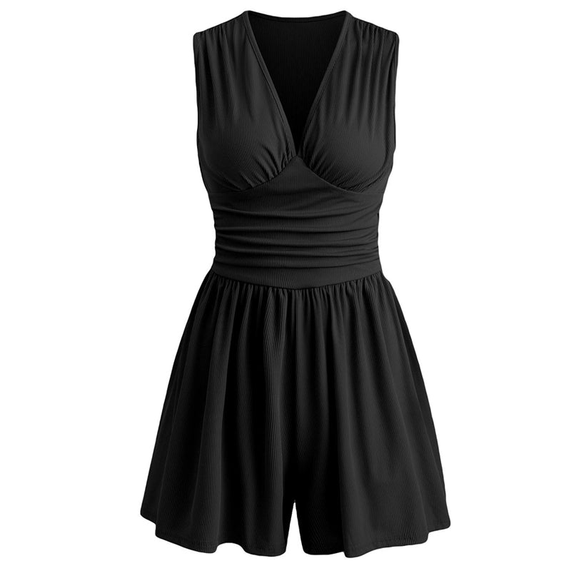 ⏳ 50% korting! Mouwloze V-hals jumpsuit met rimpeltaille – flatterend en veelzijdig, perfect voor zomer en speciale gelegenheden.