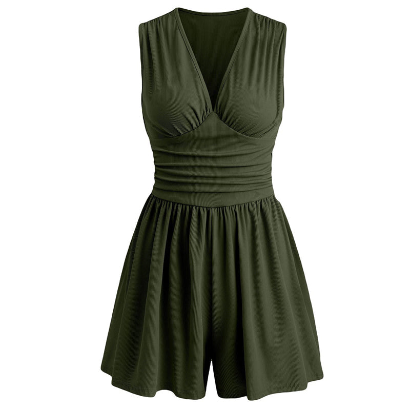⏳Aanbieding voor beperkte tijd⏰Mouwloze dames jumpsuit met V-hals en gerimpelde taille