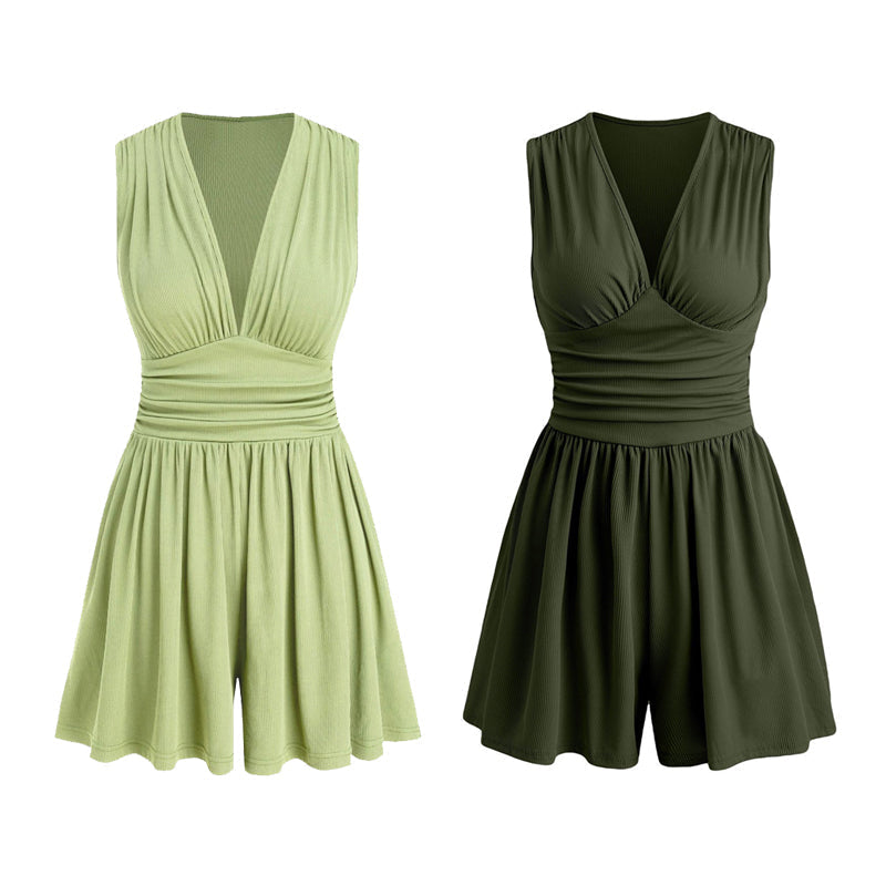 ⏳Aanbieding voor beperkte tijd⏰Mouwloze dames jumpsuit met V-hals en gerimpelde taille