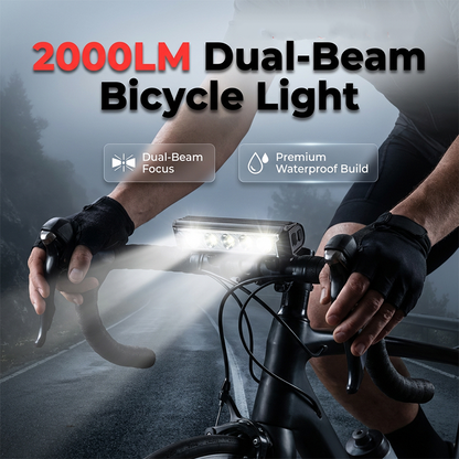 🚲💡 50% korting! 2000 Lumen fietslicht – ☔ IPX6 waterdicht, ⚡ USB-C oplaadbaar, 💪 200m zicht – veilig in regen & donker!