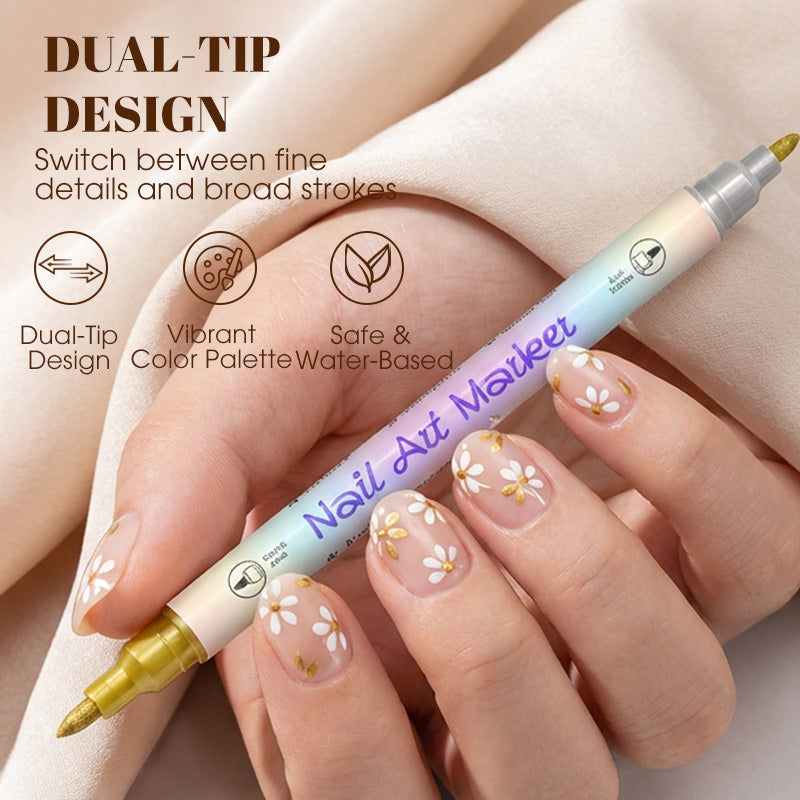 💸🚫 50% KORTING! Waarom €60 betalen voor nail art als je het zelf kunt? Deze dual-tip pennen maken van jouw nagels een kunstwerk – je vriendinnen vragen straks waar je salon zit!