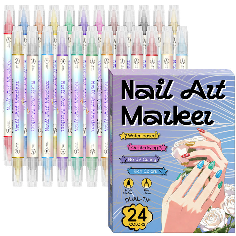💸🚫 50% KORTING! Waarom €60 betalen voor nail art als je het zelf kunt? Deze dual-tip pennen maken van jouw nagels een kunstwerk – je vriendinnen vragen straks waar je salon zit!