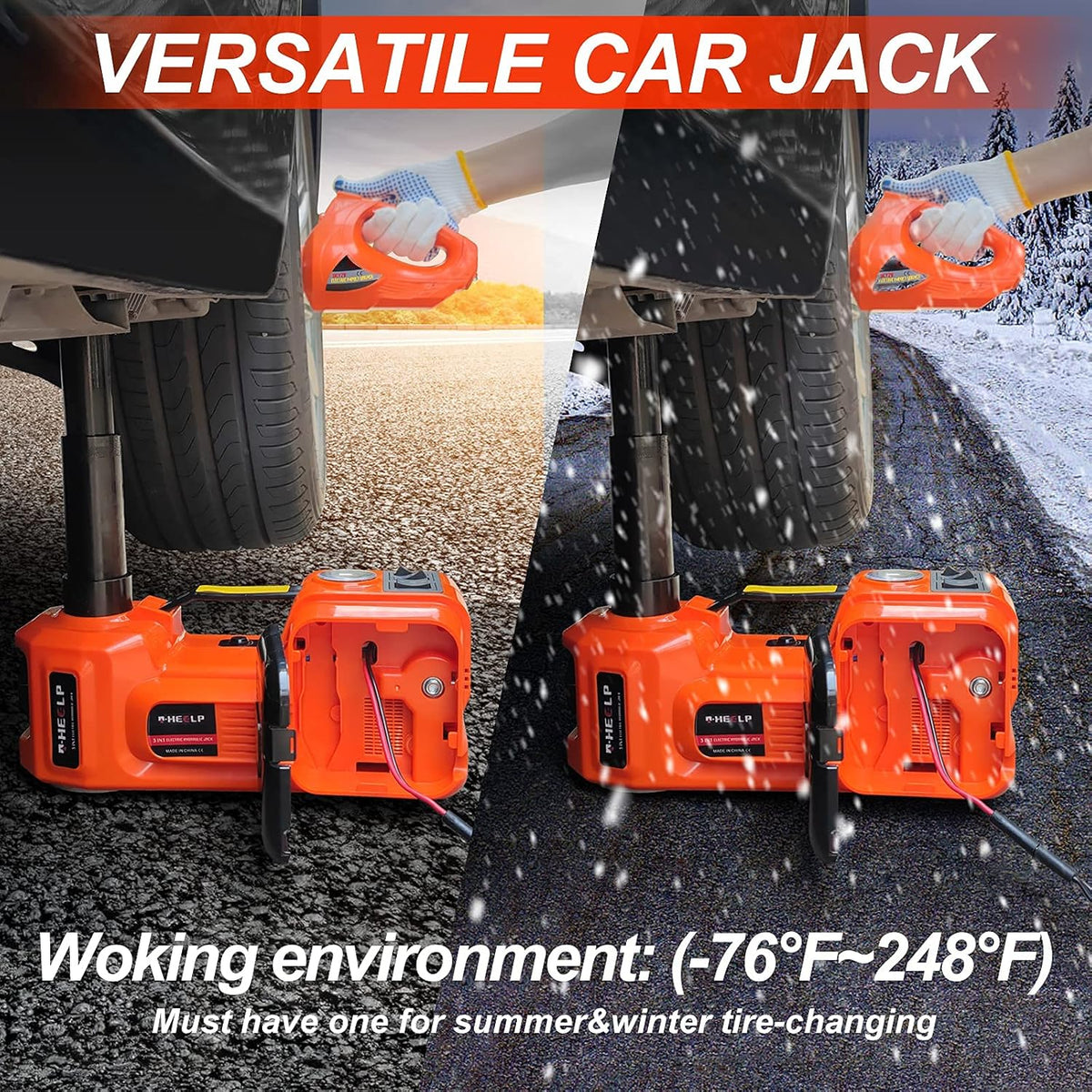 🔥Zolang de voorraad strekt: 50 % korting!🎉12-in-1-krikset, max. 5 ton / 11.023 pond, hydraulische krik met elektrische slagmoersleutel, ingebouwde opblaaspomp en LED-verlichting, draagbare krik