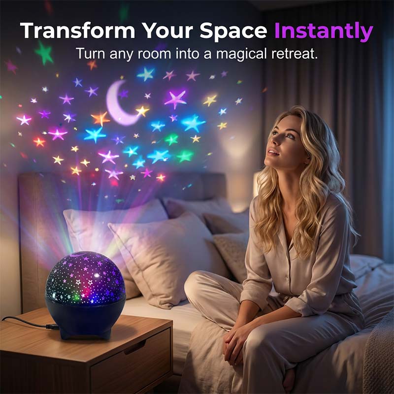 🌌 USB LED Galaxy projector – creëert een kleurrijke sterrenhemel, kalmerend en sfeervol voor elke kamer.