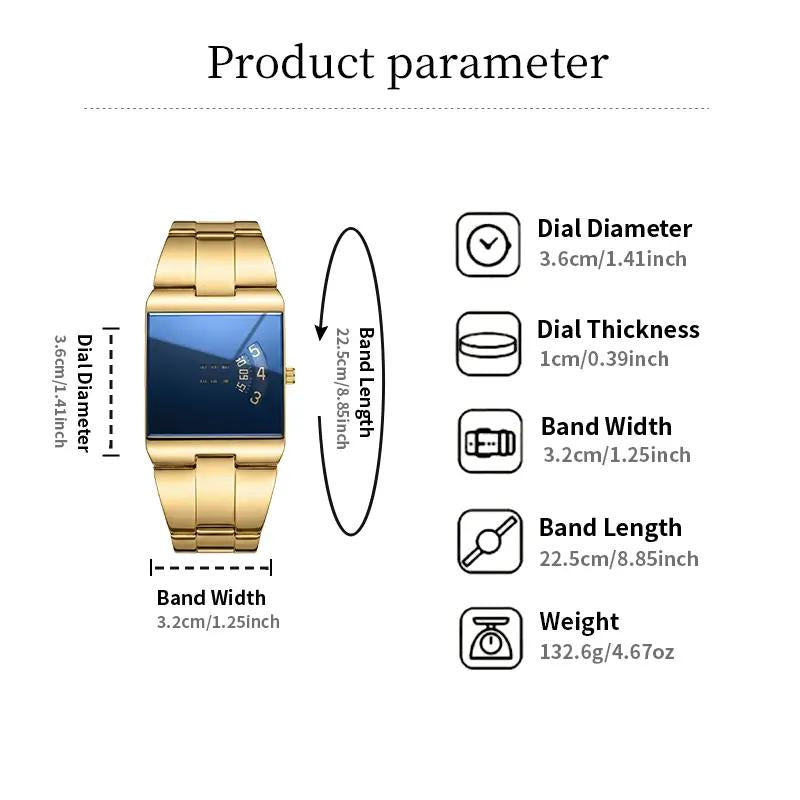 ⌚ 50% korting! Heren quartz horloge – vierkante wijzerplaat, roestvrij staal & mineraalglas. Uniek design voor een opvallende look! ✨💪