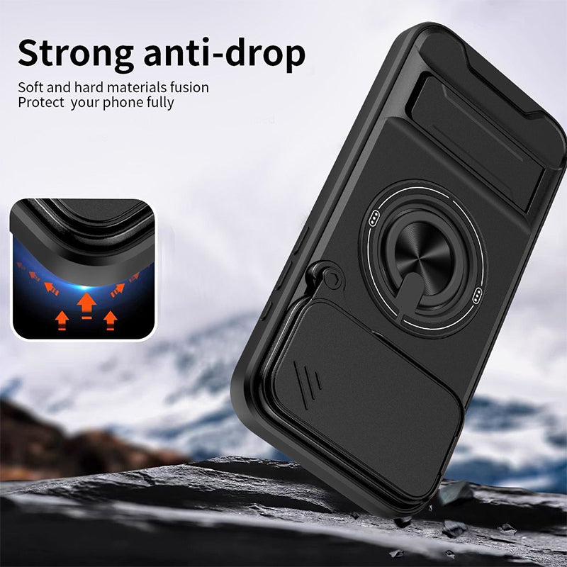 4-in-1 telefoonhoesje – schuifdeksel, ringhouder, magneet, 5 kleuren