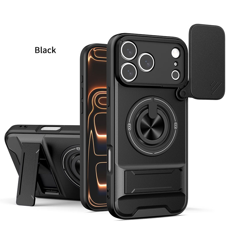 4-in-1 telefoonhoesje – schuifdeksel, ringhouder, magneet, 5 kleuren
