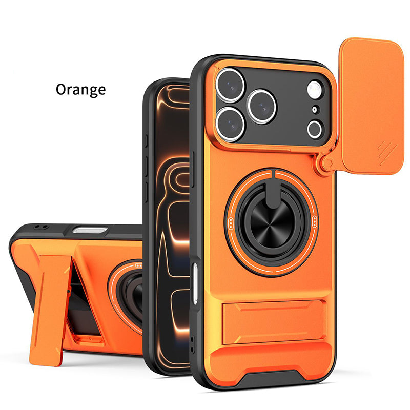 4-in-1 telefoonhoesje – schuifdeksel, ringhouder, magneet, 5 kleuren