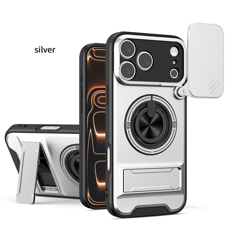 4-in-1 telefoonhoesje – schuifdeksel, ringhouder, magneet, 5 kleuren