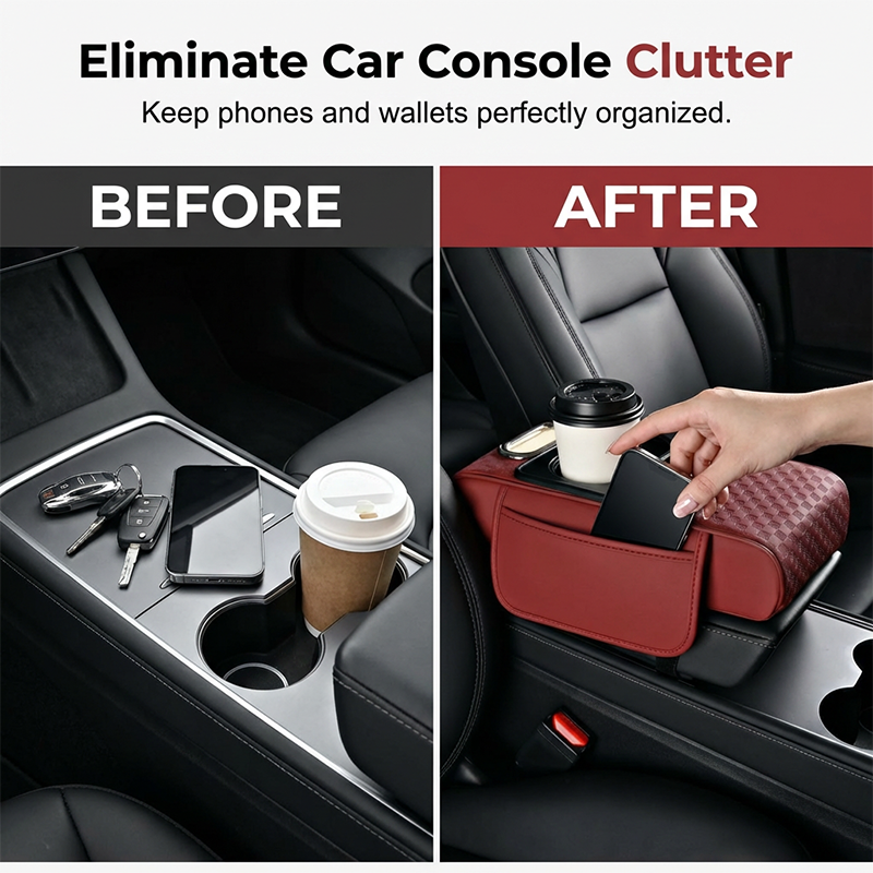 🚗💥 50% KORTING! Stop met het zoeken naar je telefoon, tissues en sleutels tijdens het rijden! Deze 5-in-1 armsteunkussen tovert je rommelige console om in een georganiseerde cockpit – met bekerhouder, telefoonvak en zelfs een tissueslot!