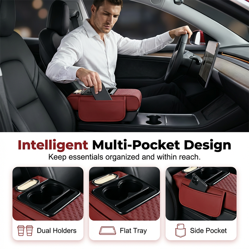 🚗💥 50% KORTING! Stop met het zoeken naar je telefoon, tissues en sleutels tijdens het rijden! Deze 5-in-1 armsteunkussen tovert je rommelige console om in een georganiseerde cockpit – met bekerhouder, telefoonvak en zelfs een tissueslot!
