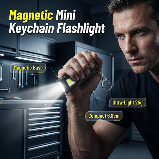 💥 50% korting! Magneet mini zaklamp – 25g ultralicht, magneetvoet, rood-blauw waarschuwingslicht – handsfree.