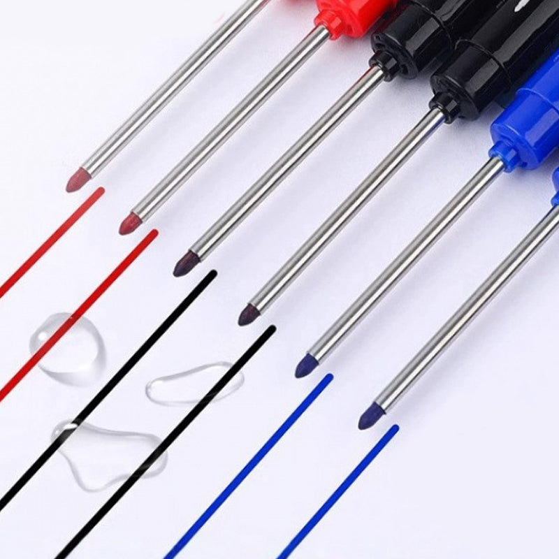 🖊️ 50% korting! Diepgatmarker met 45 mm punt – waterbestendig, sneldrogend & 72 uur zonder dop. Ingebouwde liniaal & klem – voor bouw & montage! ✨🔧