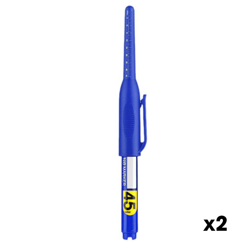 🖊️ 50% korting! Diepgatmarker met 45 mm punt – waterbestendig, sneldrogend & 72 uur zonder dop. Ingebouwde liniaal & klem – voor bouw & montage! ✨🔧