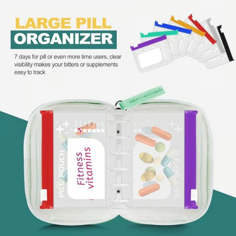 💊Waterdichte Pillen Organizer Set – Herbruikbare Labelzakjes voor Medicijnen, Vitamines & Reizen